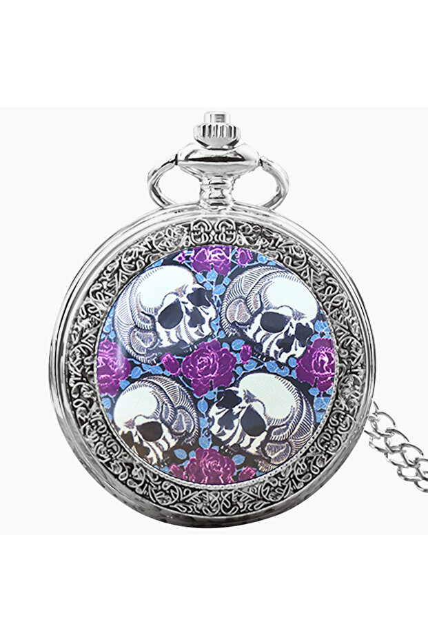 silvery Vintage Bronze Silver Steampunk Clamshell Male And Female Students Gift Quartz Necklace Coll