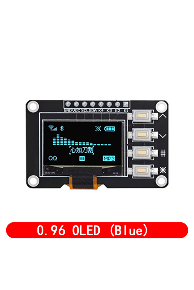 Blue 0.96 inch OLED IIC White/YELLOW BLUE/BLUE 12864 OLED Display with 4x4 key I2C SSD1315 LCD Scree