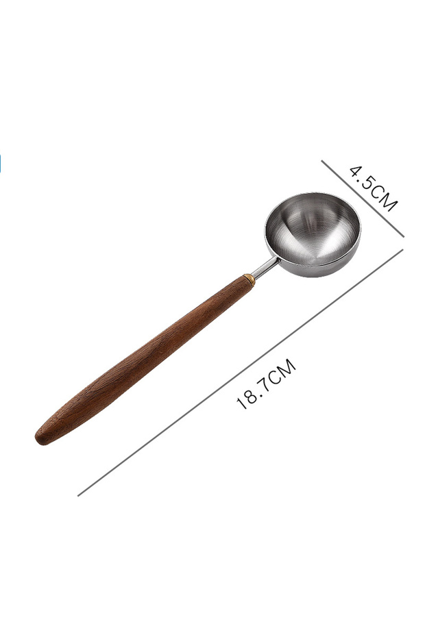 25ml 25ml Wooden Handle Stainless Steel Coffee Scoop Tablespoon Measuring Spoon Walnut Wood Long Han
