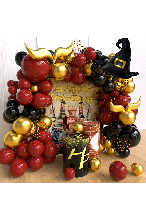 Balloons set CY3002MAGIC Magic Wizard School Balloon Wreath Arched Set, Wine Red Black Gold Arched W