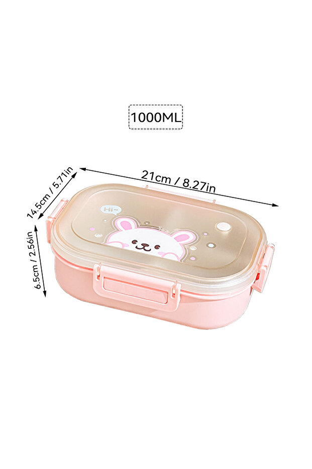 3 Pink Portable Plastic Lunch Box With Detachable 3-Compartments Cute Divided Food