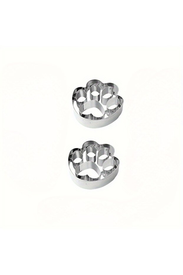 2pcs Stainless Steel Dog Paw Cookie Cutters, Candy, Jelly, Ice Cubes, Pastries, Cakes - DIY Baking T