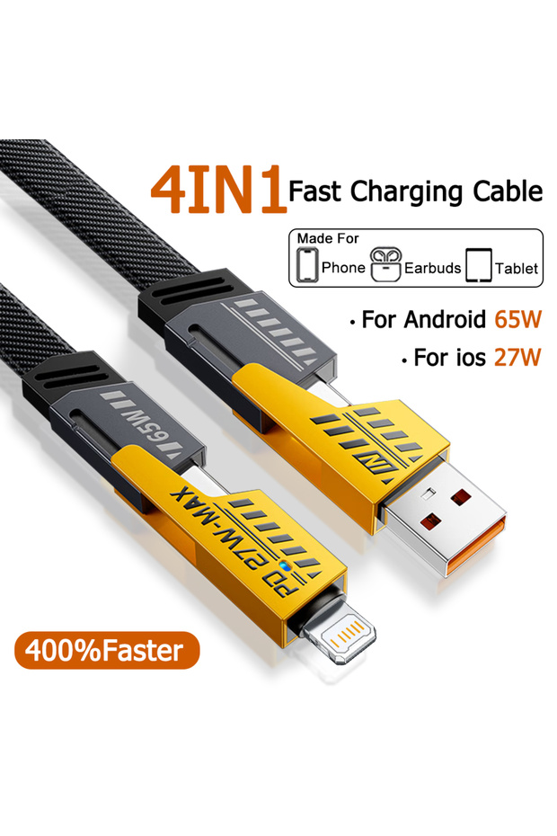 2m 4-in-1 Mecha Cable 65W Mecha Style Fast Charging USB Cable For iPhone 13 14 12 11 15 17 Air 16 P