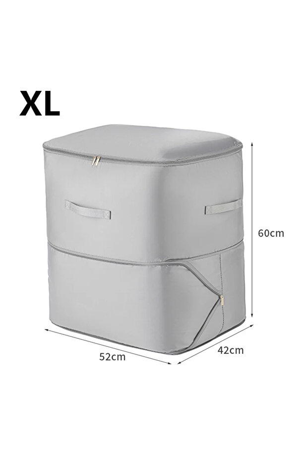 حقيبة تخزين اللحاف ذاتية الضغط رمادية اللون مقاس XL واحدة، بسعة كبيرة، منظم ذاتي الضغط، منظم متحرك