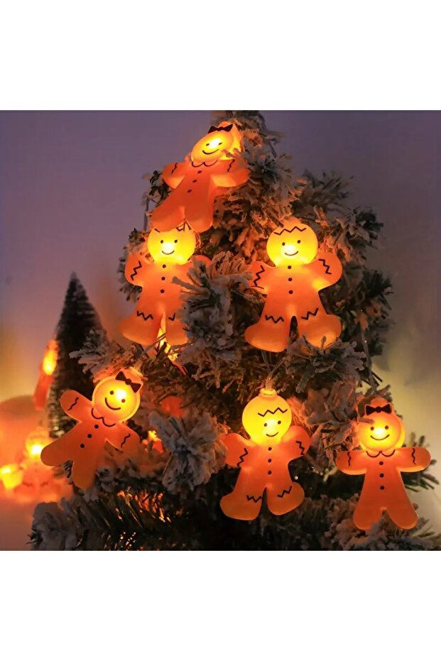 3M20LED boy and girl 1pc 10/20 LED Ginger Bread Christmas LED String Lights Battery Powered Cute Men