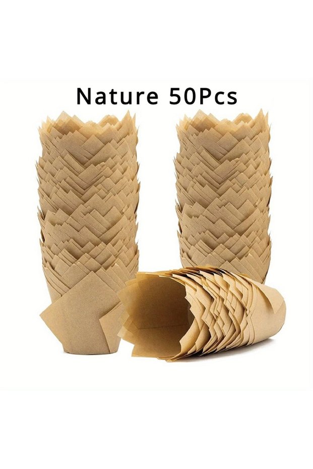 Nature 50Pcs 50PCS Paper Cupcake Liner Tulip Muffin Paper Cupcake Liner Wedding Birthday Party Dispo