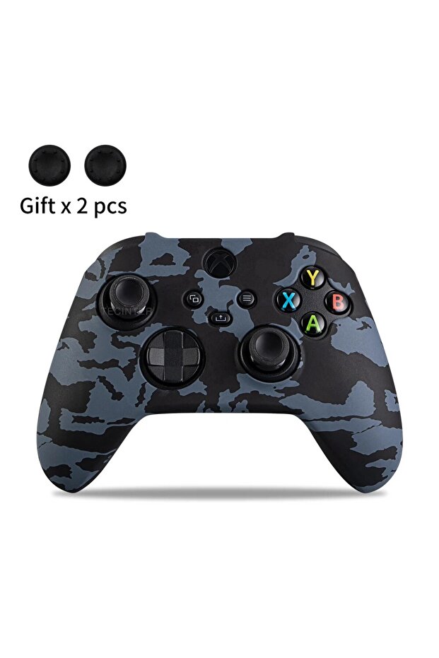 جراب واقٍ من السيليكون باللون الأسود المموه لوحدة تحكم Xbox Series X/S وملحقات لوحة الألعاب Thumbsti