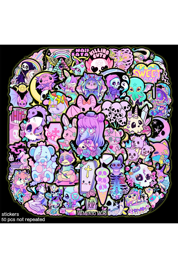 50Pcs 50Pcs Purple Gothic Graffiti Stickers Water Bottle Laptop Phone Bicycle Luggage Case Skateboar