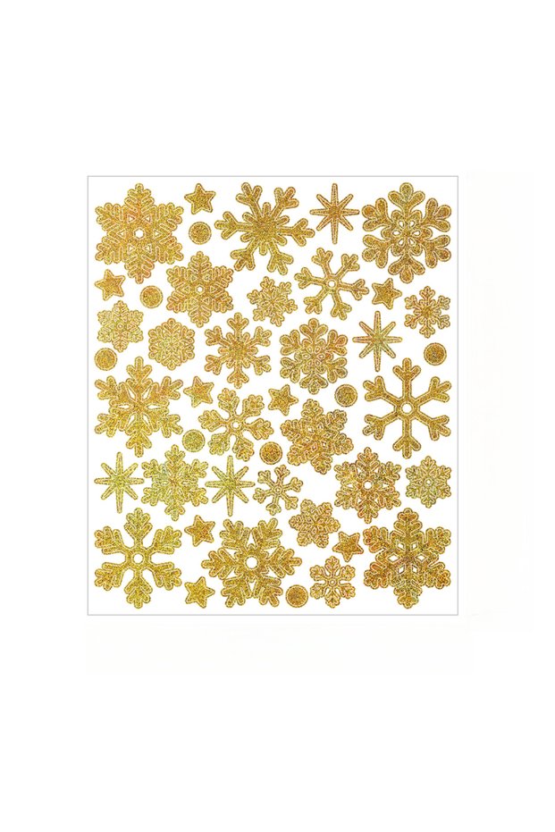 Gold 88pcs(2Zhang)Christmas Winter Snowflake Stickers，Gold Silver Laser Snowflake Holiday Party Deco