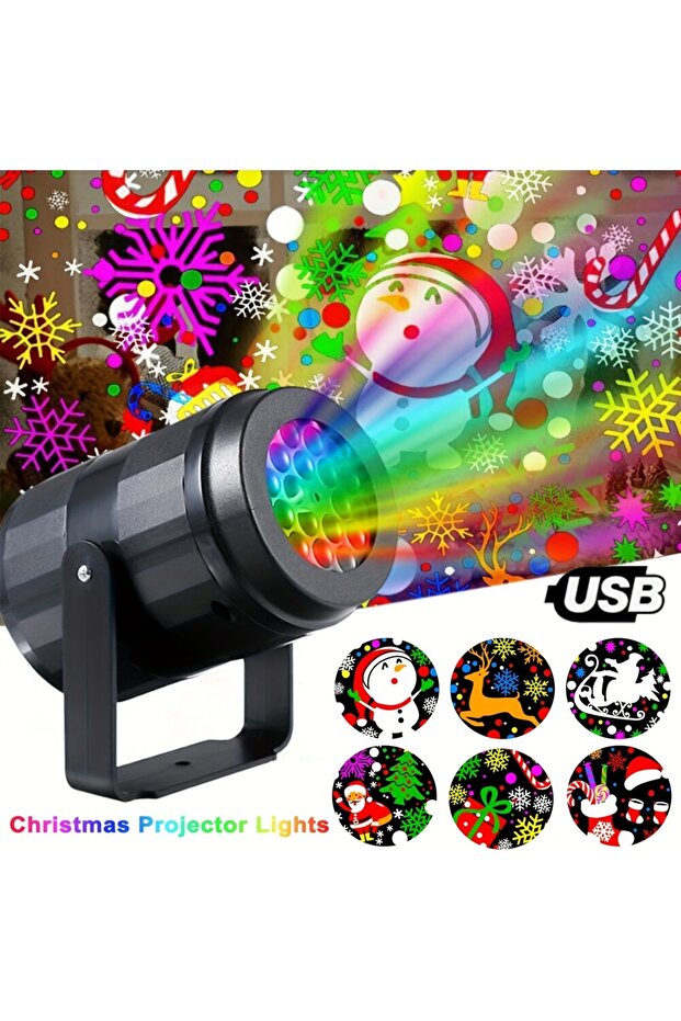Christmas 16 Pattern 16 Pattern Christmas Projector USB LED Lighting Santa Claus Snowflake Projectio