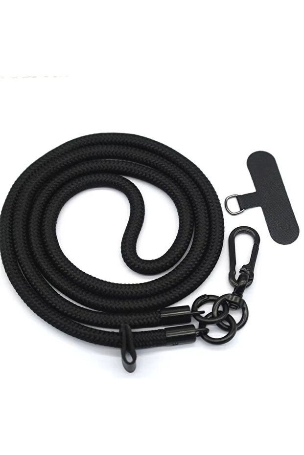 black 8MMx120CM Bold Long Mobile Phone Lanyard Universal Crossbody Hanging Shoulder Strap Detachable