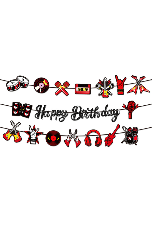 8pcs-cups-MM350 Crazy Rock Party Disposable Tableware Set Plates Tablecloth Cup Napkins Banner Dinne