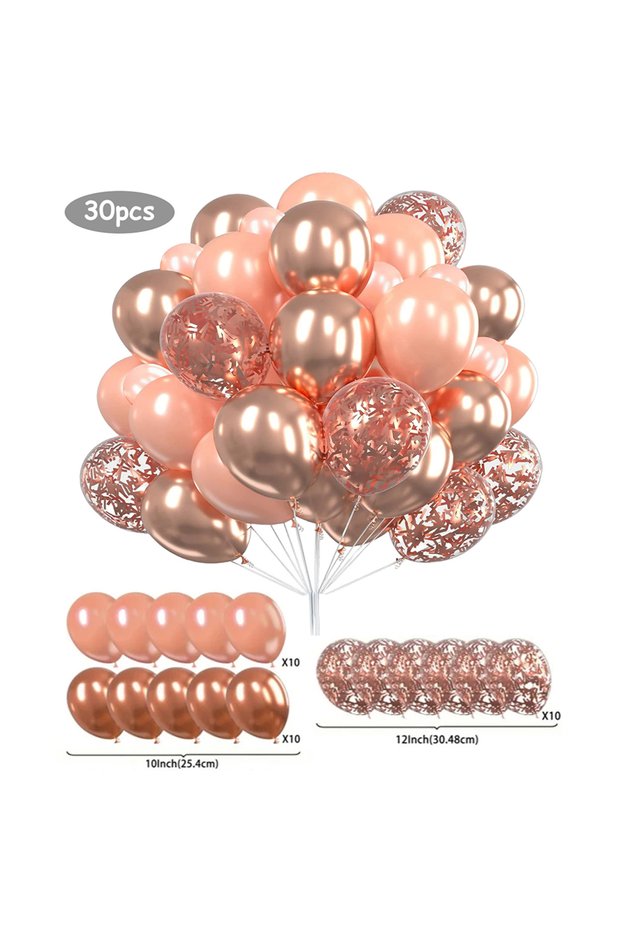 12INCH Rose Gold 30Pcs 12 Inch White And Golden Balloons Pearl White Balloons Golden Confetti Balloo