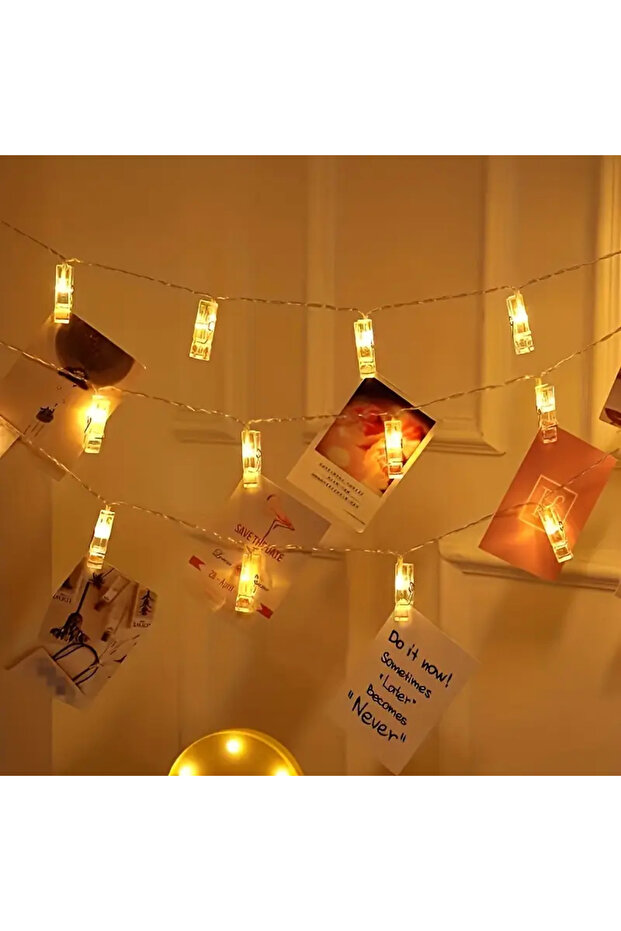 3M20LED Warm White 1pc 10/20/30/40LED Photo Clip String Light Battery Operated Indoor Decorative Fai