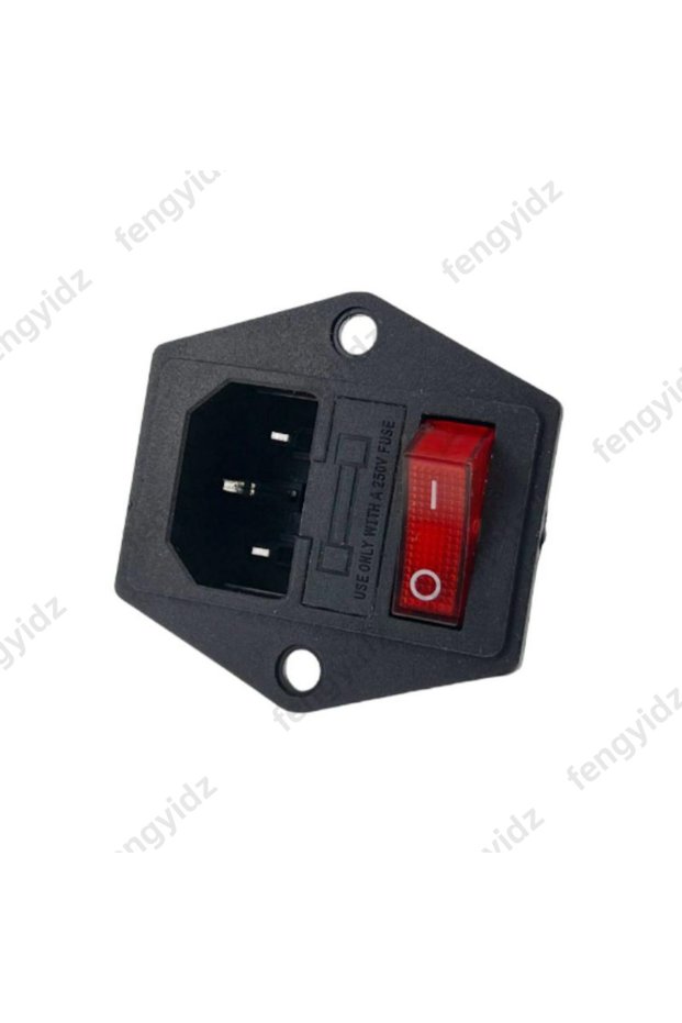 AC-14-F18 IEC320 C14 Electrical AC Socket 3 pin red LED 250V Rocker Switch 10A fuse female male inle