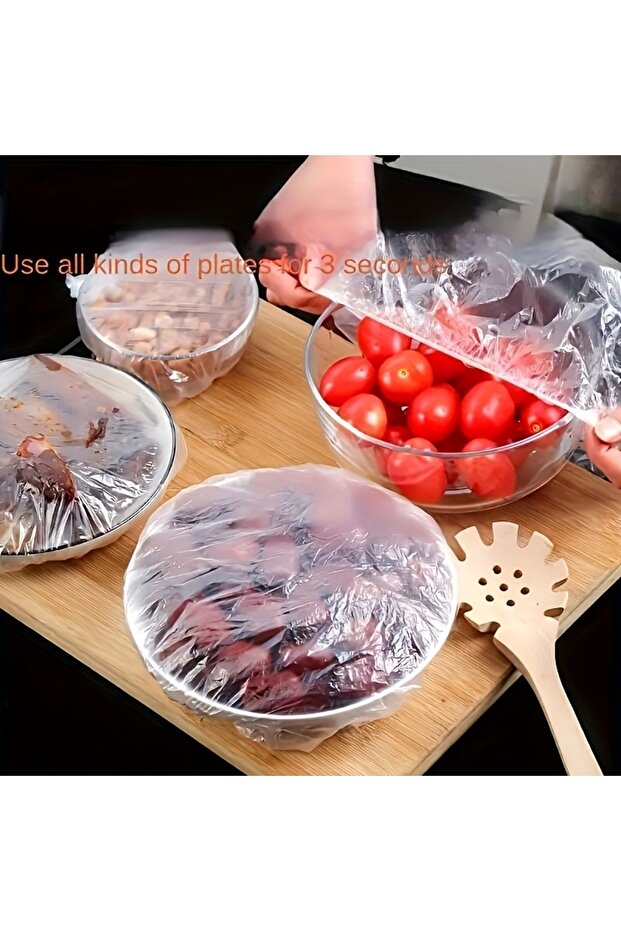 WHITE 100pcs Reusable Elastic Food Covers - Transparent Stretchable Bowl Plate Seals (Alternative to