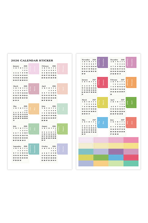 2 sheets 2sheets 2026 Calendar Stickers,Monthly Planner Stickers,Labels For Diy Scrapbook Journals N