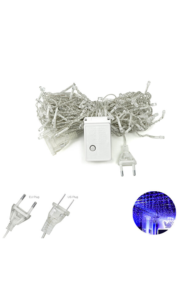 110V USA Plug Blue Wedding Decoration 5M LED Curtain Icicle String Lights Christmas Outdoor Droop 0.