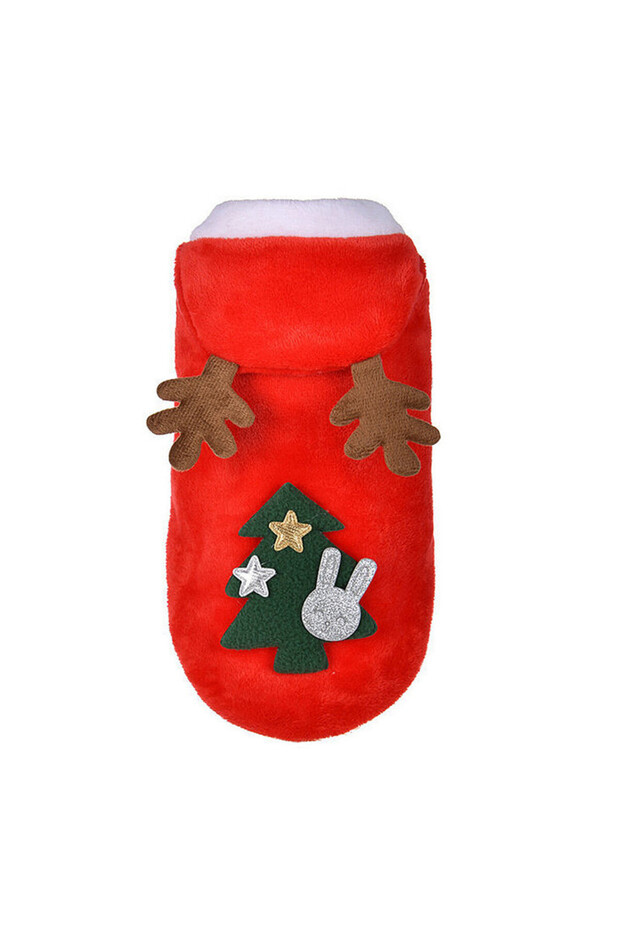 M Red 1pc Cat Christmas Clothes Winter Warm Pet Clothes for Small Medium Dogs Elk Santa Claus Dog Ca