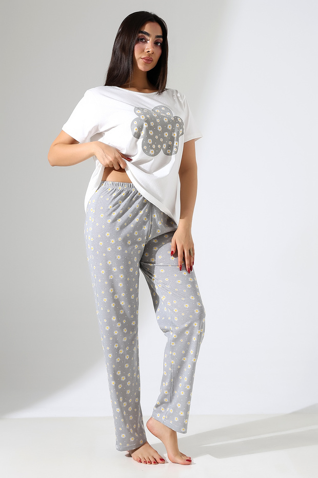 Set pijamale imprimate pentru femei – Set de sus și de jos – Îmbrăcăminte confortabilă pentru acasă – țesătură moale din bumbac - 5