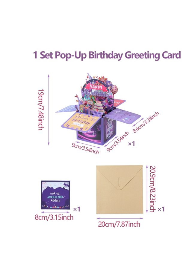 style 1 Pop-Up Birthday Greeting Card Happy Birthday Party Decorations for Home Greeting Card Gender