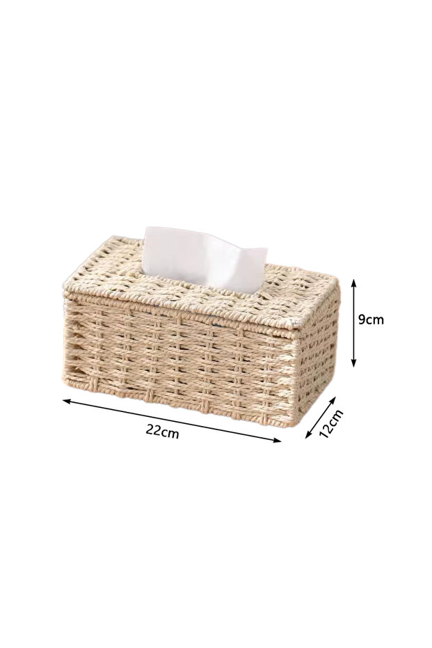 Beige Tissue Box Handmade Woven Tissue Box Vintage Napkin Holder High Appearance Tissue Paper Holde