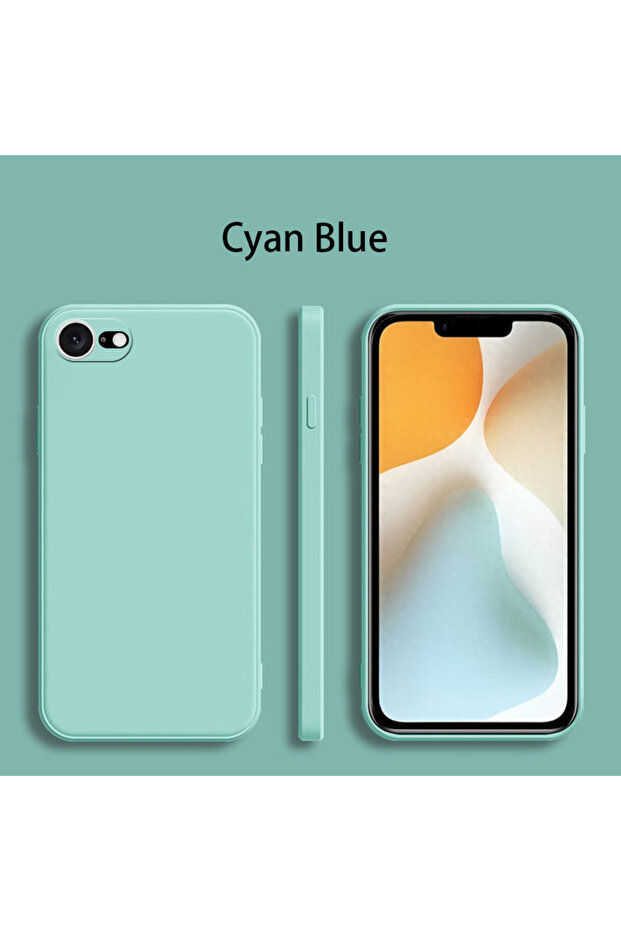 جراب هاتف iPhone 8 Plus Cyan لهاتف iPhone 7 iPhone 8 TPU فاخر مقاوم للصدمات أصلي من السيليكون السائل C