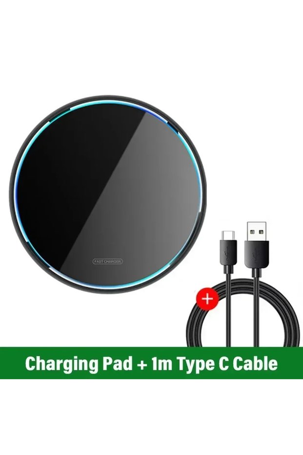 With Type C Cable LED Night Light Wireless Charger Stand Pad For iPhone 16 15 14 13 12 Pro M