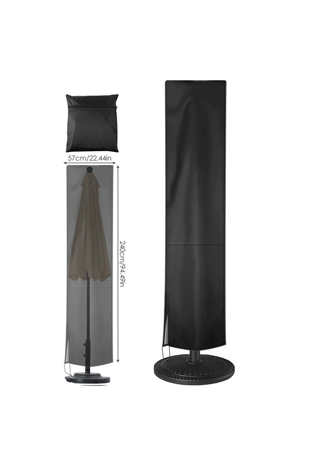 240X57X57CM Black Waterproof Patio Umbrella Cover Oxford Cloth Straight Parasol Cover Outdoor Garden