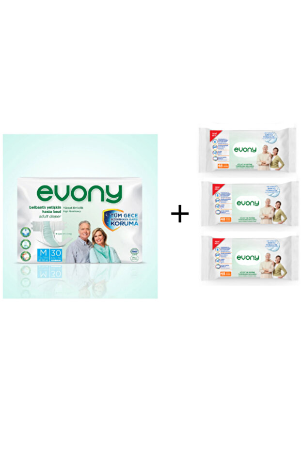 Hasta Bezi̇ 30Lu Medi̇um Medium Size 1 Piece + Body and Perine Cleaning Towel 48 Sheets 3 Pieces