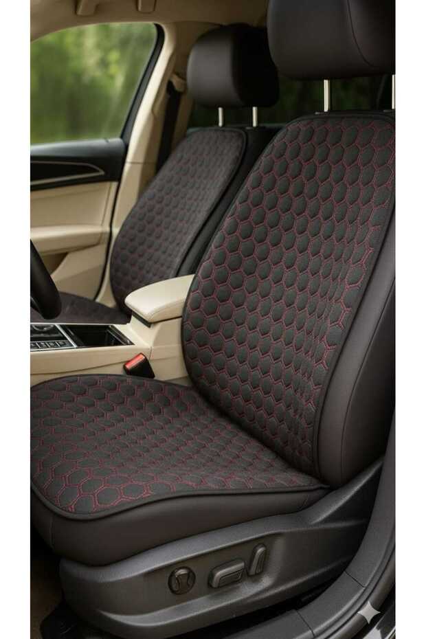 Car Seat Cover Cushion with Back Support Red Stitching Classe Elegance Front Double + Rear Seating Set