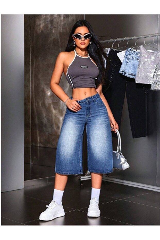 Baggy Denim Bermuda Şort - 3