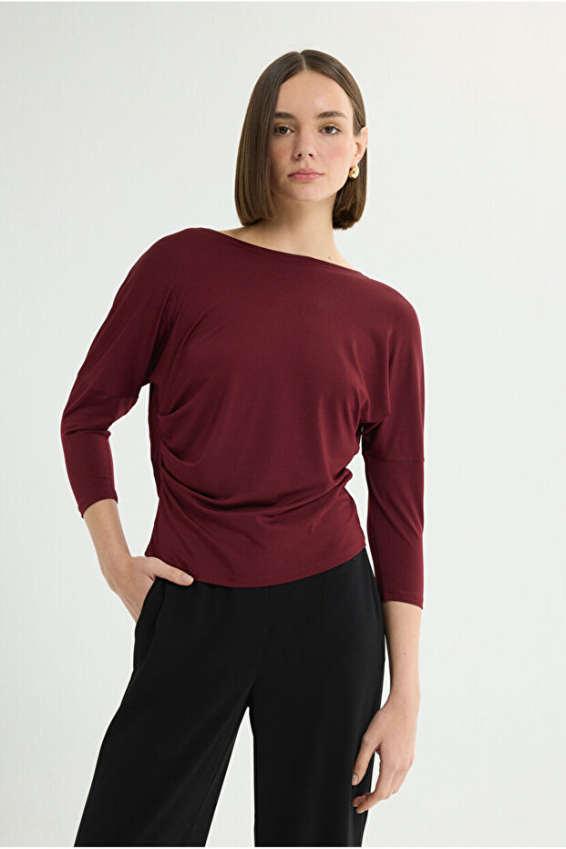 Degaje Yaka Örme Bluz - 1