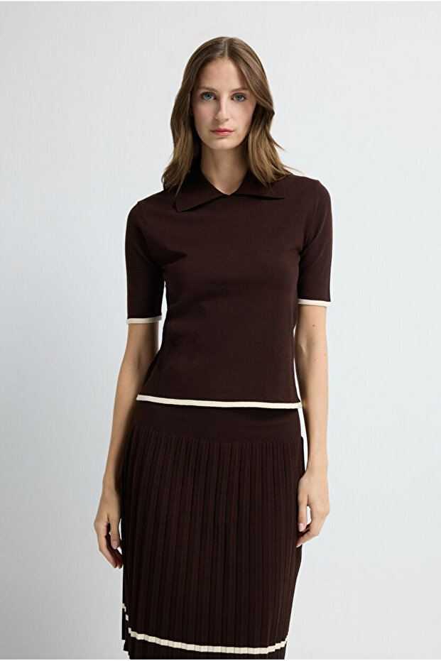 Dik Yaka Triko Bluz - 1