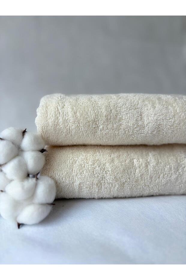 2-Piece Bath Towel Set Cream 70X140 cm Hotel Collection