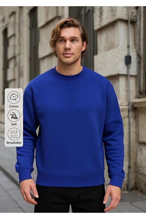 سترة رياضية رجالية بياقة دائرية وتصميم بسيط - 1