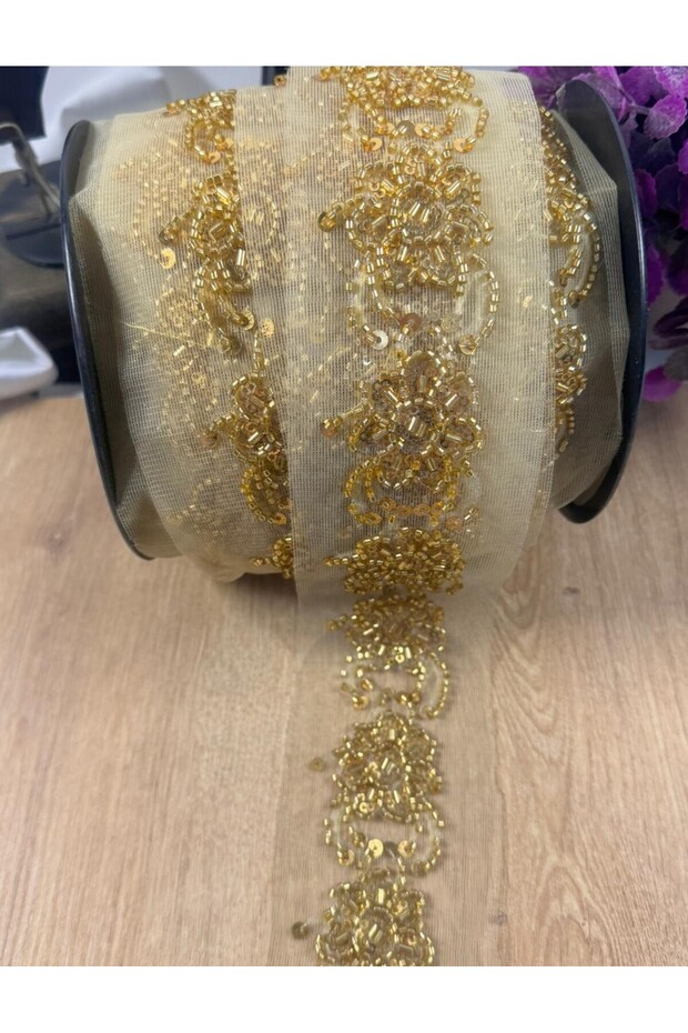 Flower Pattern Beadwork Ribbon Accessory - 1