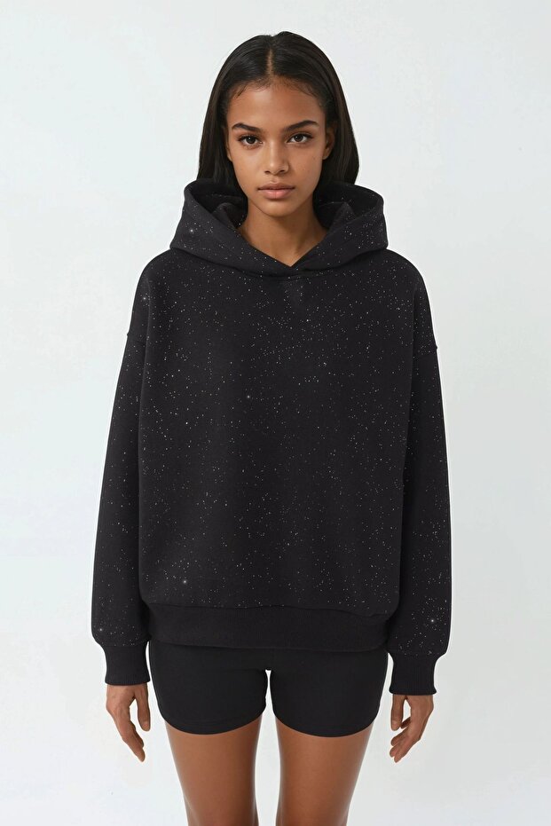 Simli Kapüşonlu Sweatshirt - 7