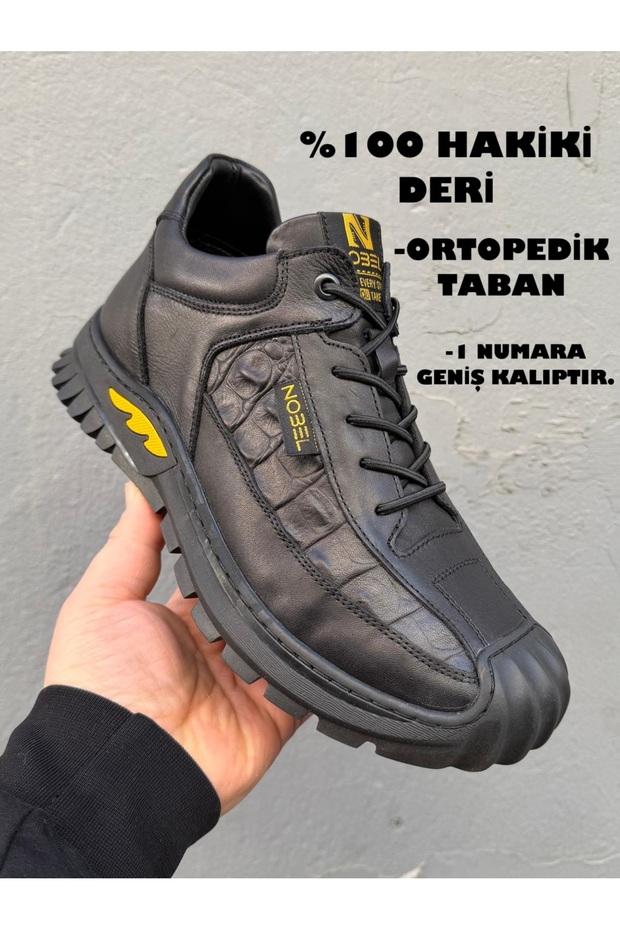 100% Genuine Leather Men's Short Boots, Orthopedic Comfort Sole, Extra Comfortable, Elastic Laces (585-586)