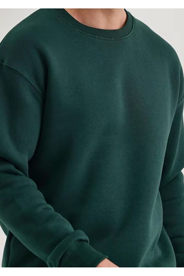 Men's Solid Basic Circular Neck Sweatshirt - 2