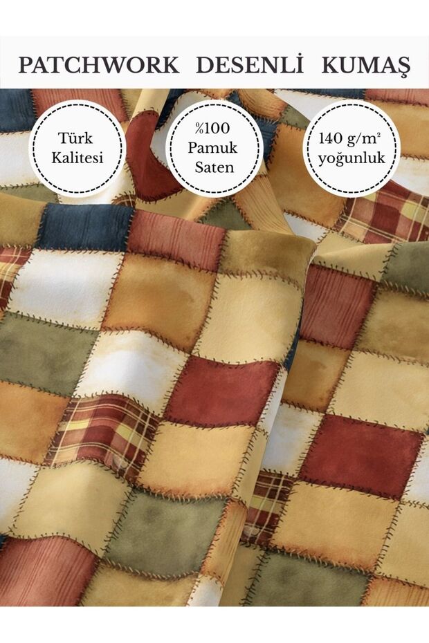 100% Cotton Satin Patchwork Fabric – 155×100 cm – for Sewing and DIY