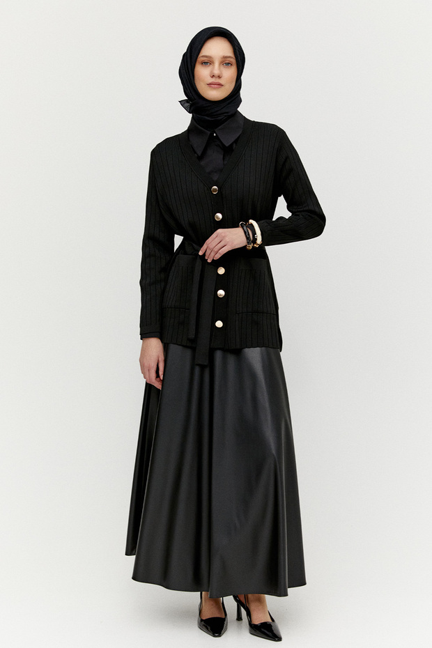 Çift Cepli Örme Triko Hırka - 3