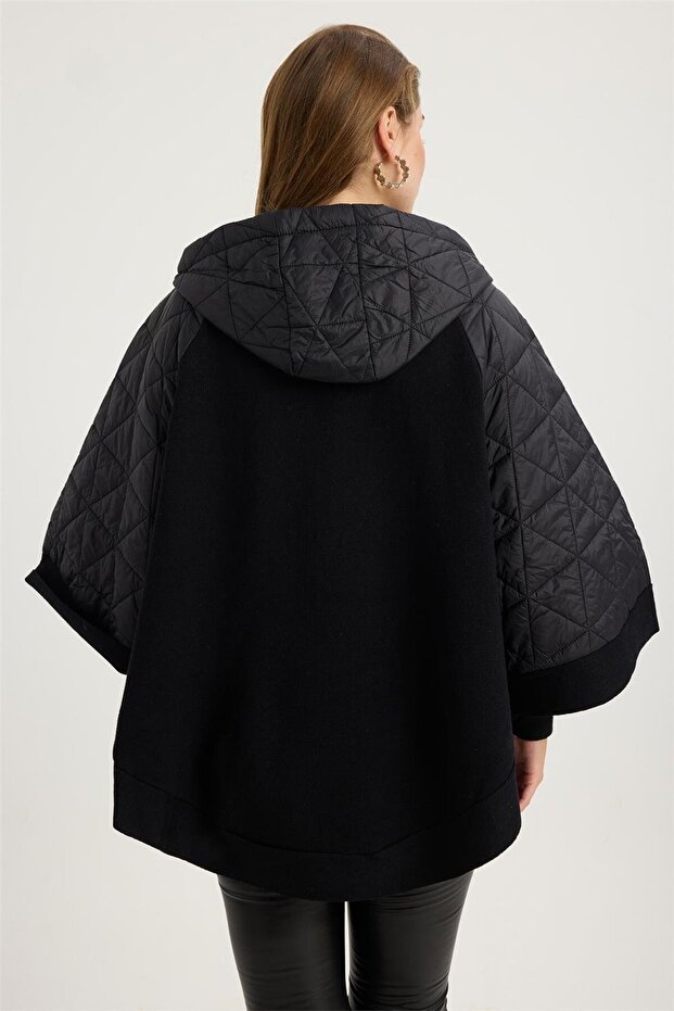 Triko Cepli Kapşonlu Panço - 5