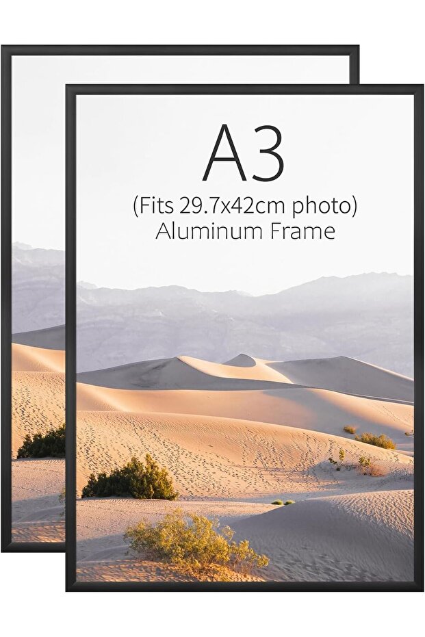 A3 Frames Black Set of 2 - Aluminum Alloy Picture Frames (29.7 x 42 cm)