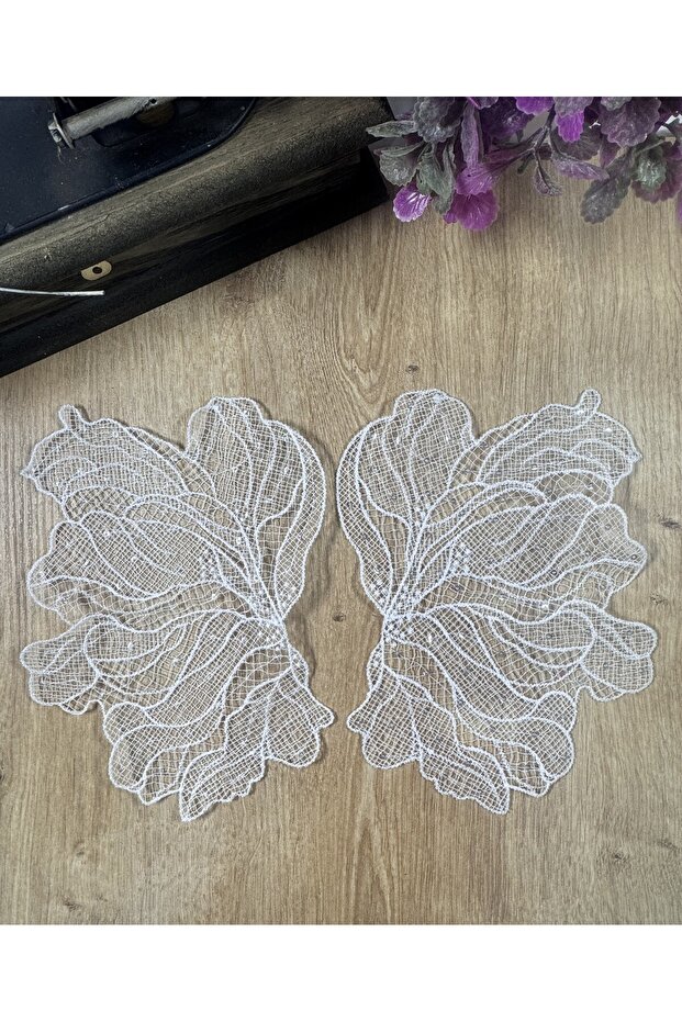 Finely Embroidered Sequin Detailed Lace Applique (Set of 2 Pieces)