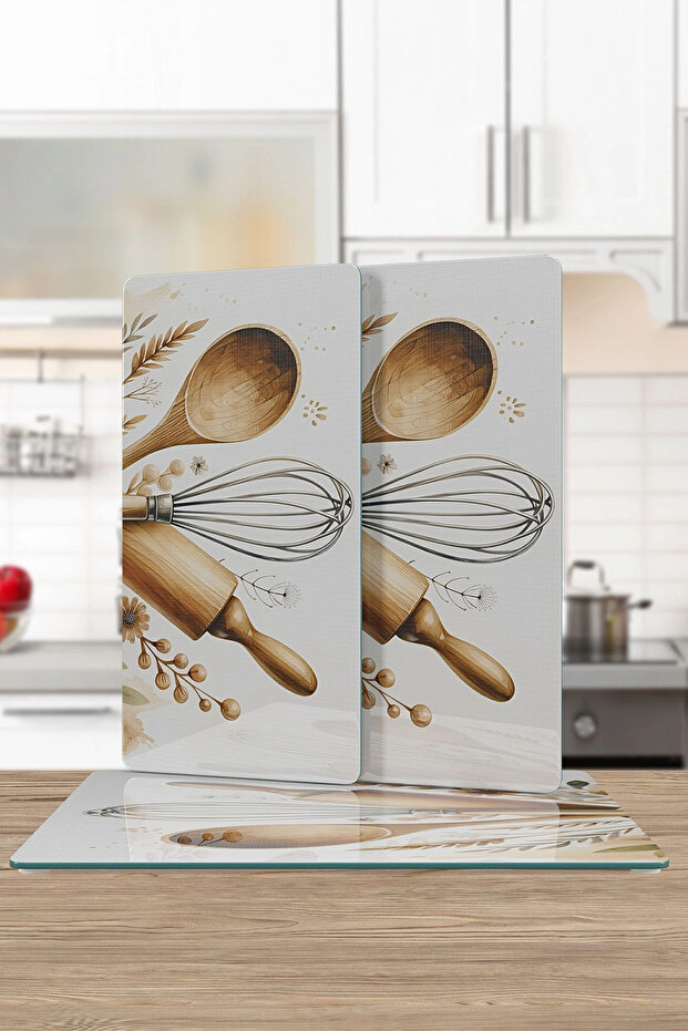 طقم أطباق تقديم زجاجية مكون من 3 قطع مستطيلة الشكل أدوات مطبخ منقوشة - 1