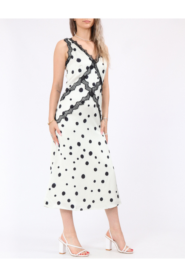 Rochie medie, Ecru - 2