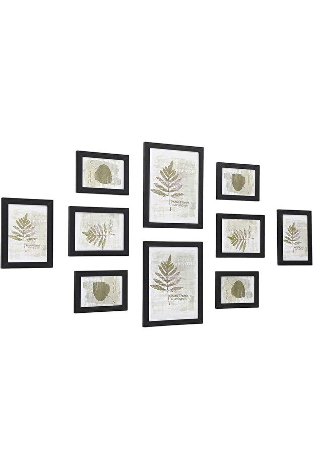 Picture Frames Set of 10 Photo Frames - Two 8" x 10", Four 5" x 7", Four 4" x 6", Black