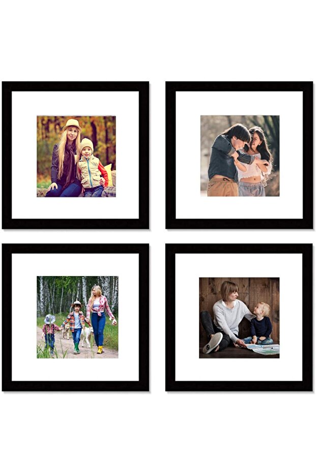 12x12 Black Square Picture Frame Set - 4 Pack