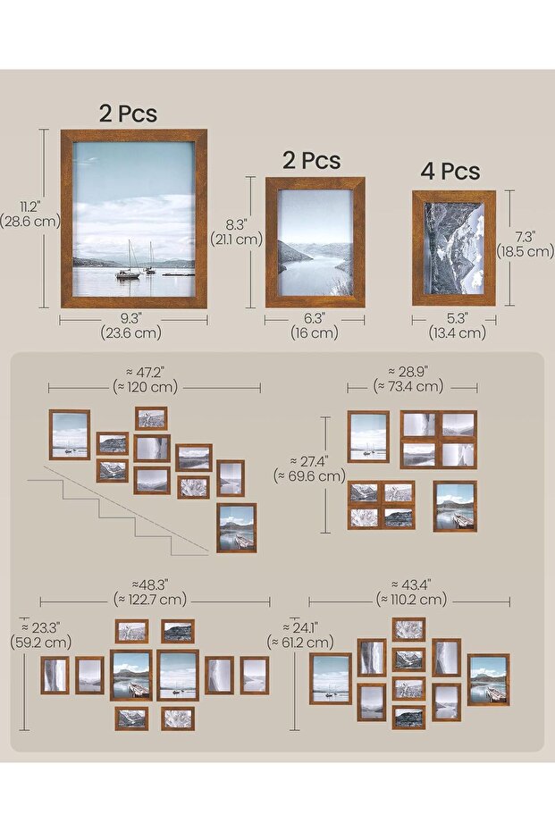 Picture Frames, 10 Pack Collage Set (Rustic Brown) - 6